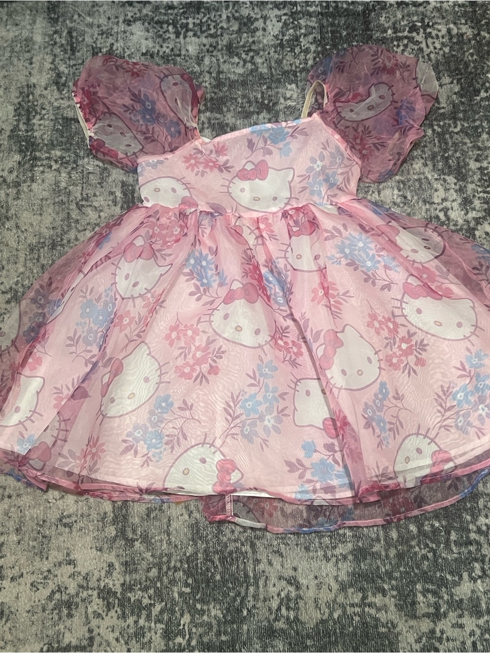 Hello Kitty Pink Sheer Overlay Dress with Red Bow Accent